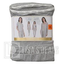 Womens LIVE 2 LOUNGE 4 Piece Essential Set Cardigan Tee Tank Jogger Gray XXL