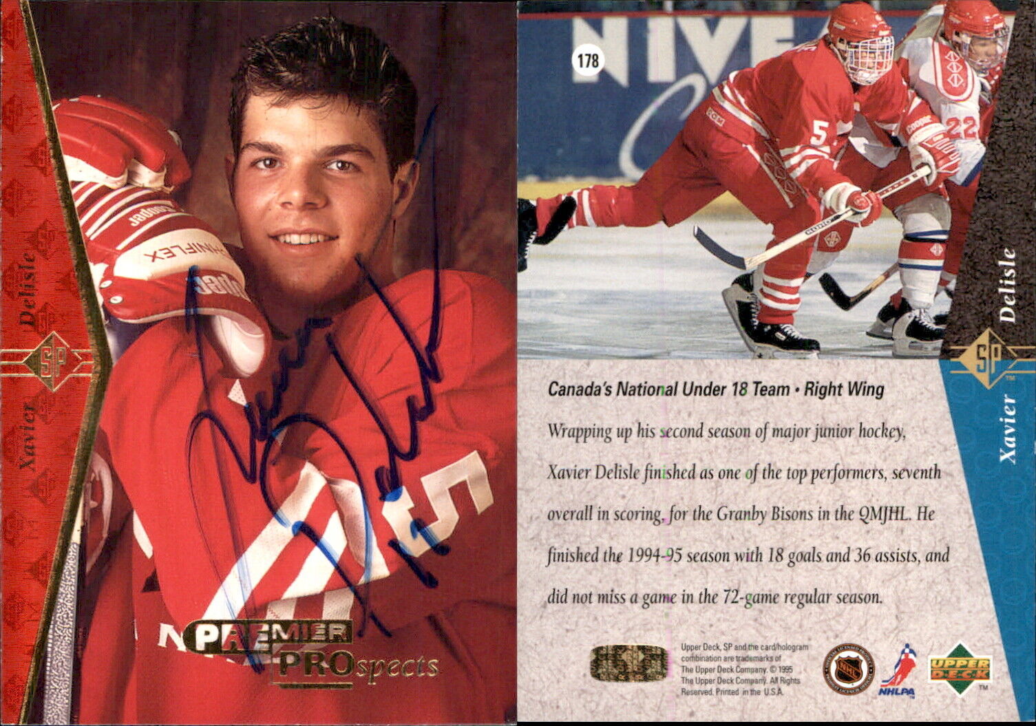 Xavier Delisle Signed 1994-95 SP #178 Card Canada Auto AU