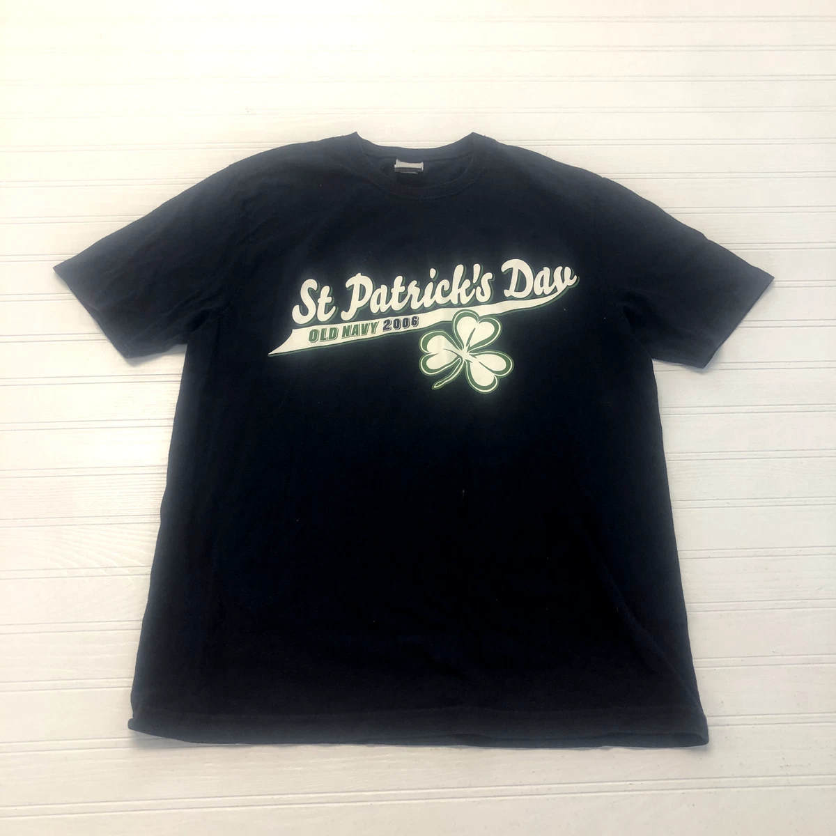 Old Navy Blue Graphic St Patricks Day Clover Short Sleeve T Shirt Men Size M