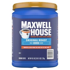 Maxwell House Original Roast Medium Ground Coffee 43.1 oz – Classic Rich Flavor. 10.62 per pound