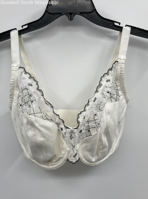 Mia White With Black Lace Accents Bra - Size 38H