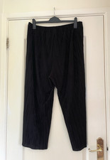 Primark Black Crepe Trousers Size 20 Wide-Leg Elastic Waist Stretch