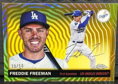 2025 Topps Chrome Platinum Baseball #79 Freddie Freeman Gold Vibrations #39/50