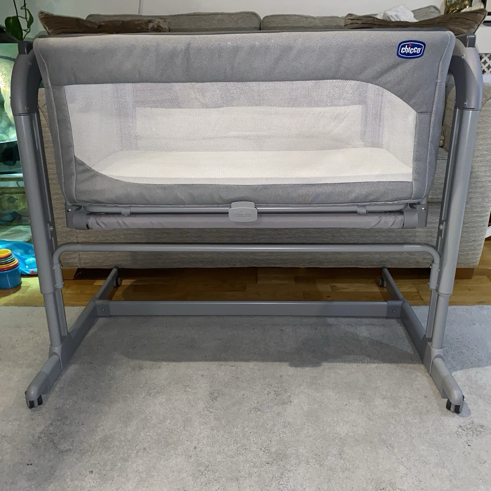 Chicco Next2me Magic Crib - Grey includes mattress, mattress & waterproof Sheet