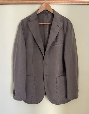 BOGGI Milano Blazer Herren grau Baumwolle Leinen einfarbig Button Size 54