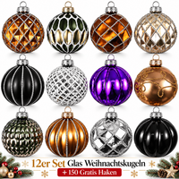 Weihnachtskugeln Glas 12Er Set Christbaumkugeln Baumschmuck Weihnachten Deko G8