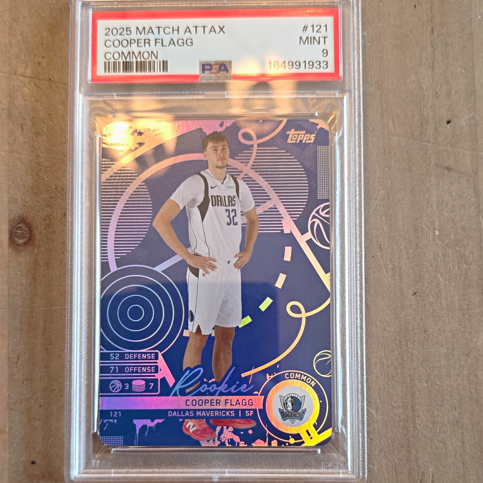 Topps 2025-26 Match Attax Cooper Flagg #121 Common Blue RC Mavericks PSA 9