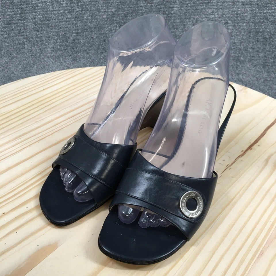 AK Anne Klein Sandals Womens 7 M Mira Casual Slip On Wedge Slide Blue Leather - Image 3 of 4