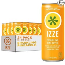 IZZE Sparkling Water Juice Beverage Blend, Pineapple, 8.4 FL OZ, 24 Cans