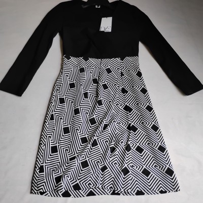Diane Von Furstenberg Dress 0 DVF Gianna Geo Stripe Silk Long Sleeve Classic New