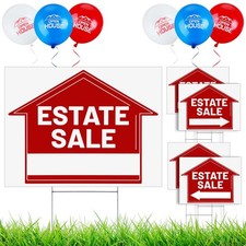 5 Pack Large 24 x 18 inches Double Sided Estate Sale Signs Set with Heavy Met...
