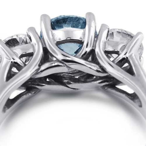 Klassischer Verlobungsring 5,70 kt blau I1 Rundschliff natürliche zertifizierte Diamanten Platine - Bild 6 von 11