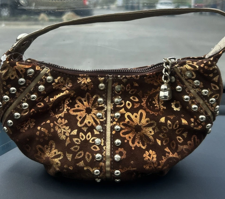 Bolso Cartera Baguette Vintage Y2K Kathy Van Zeeland Metálico Dorado Micro Mini SoHo Foto 3 de 4