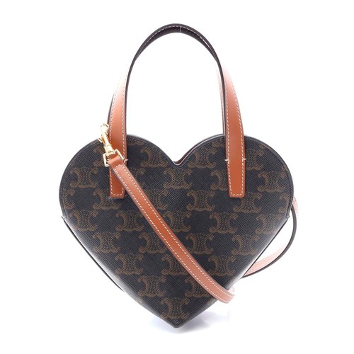 Celine Teen Coeur Heart Handbag Pvc Leather Women Black One Size