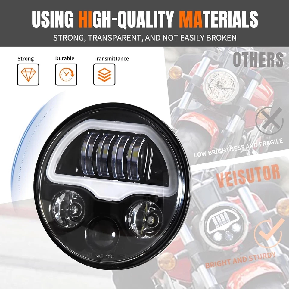 5.75" LED Headlight with Angle Eye W/DRL For TRIUMPH Scrambler 2007-2014 2015 Foto 4 de 4