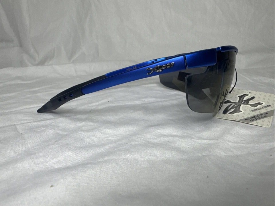 X-LOOP 男式太阳镜蓝色镜框和蓝色镜面镜片半无框新品 — 第 2/3 张图片