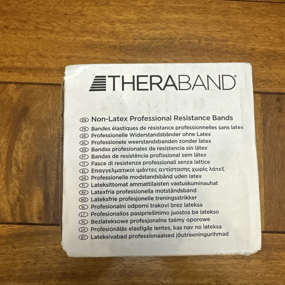 Banda de ejercicio roja mediana de 25 yardas sin látex para entrenamiento de resistencia y rehabilitación Foto 3 de 4