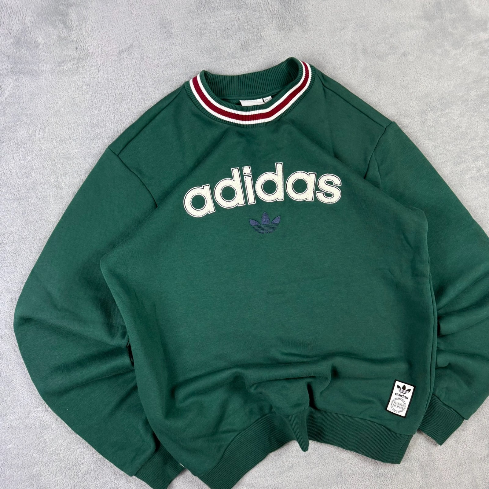 Vintage Adidas Originals Collegiate Green Trefoil Size Small Crewneck Sweatshirt image 2