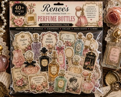 Perfume Bottles Paper Ephemera Pack   40+ Pieces