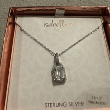 BNIB Isabella M.  BOSTON CZ Necklace – Sterling Silver 16”+2”  Perfect Gift