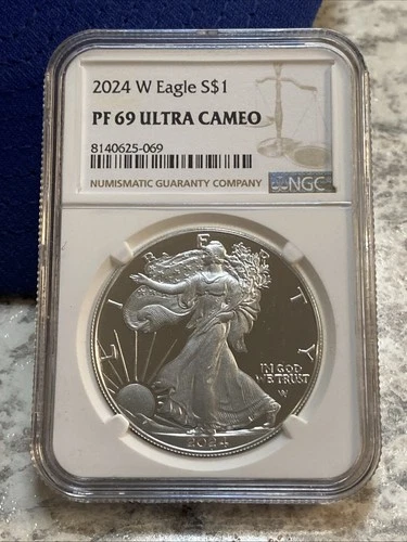 2024 W ~ NGC PF69 ULTRA CAMEO 1 OZ AMERICAN SILVER EAGLE ~ BROWN LABEL