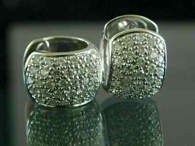 1.20Ct Round lab created Diamond Women's Huggie Hoop Earrings 14K White Finish