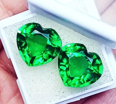 Heart Cut 18Ct Natural Tsavorite Garnet Green CERTIFIED Pair Loose Gemstone RG11