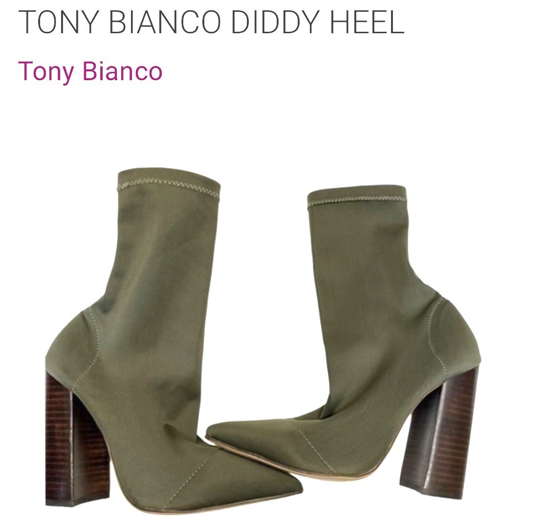 Tony Bianco Diddy Heel Green Sock Boots