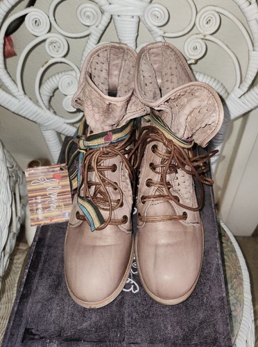 New In Box Felmini Mauve Brown Slouchy Ankle Combat Boots Size 8/38 Retail $180 - Foto 2 di 7
