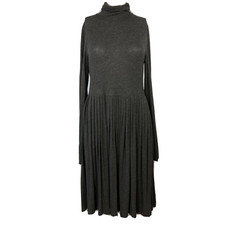 Bailey 44 Dress Womens Sz S Charcoal Gray Knit Turtleneck Pleated A Line Sweater