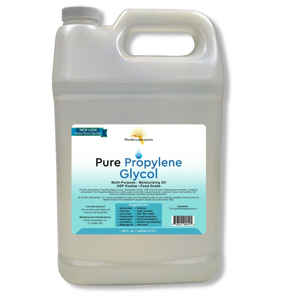 FLORIDA LABORATORIES, INC. One Gallon Vegetable Propylene Glycol USP Kosher PG 99.9% Pure Food Grade