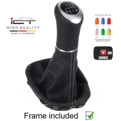 Schaltknauf Schaltsack Leder für Mercedes W203 S203 CL203 00-04 LED N. silber 41