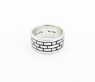MEXICO 925 Sterling Silver  Vintage Enamel Brick Wall Band Ring Sz 7.5  RG3859 — photo 2