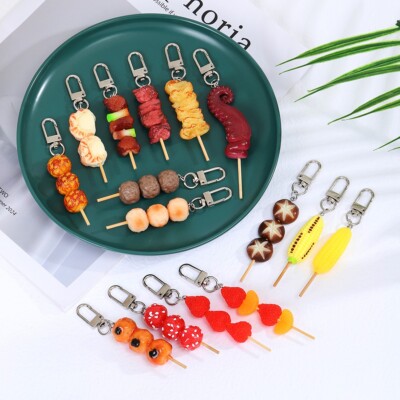 Key Ring Food Pendant Imitation kebab barbecue Simulation Artificial ...
