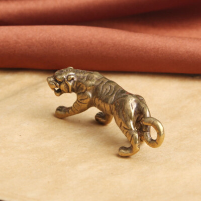 Solid Brass Tiger Figurine Statue Home Office Decoration Animal Figurines Toys