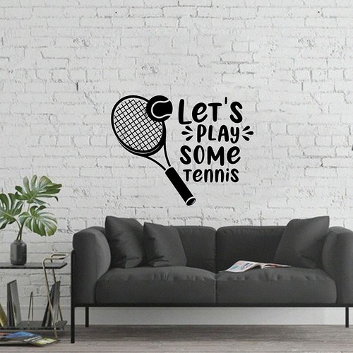 Tennis Let's Play Quote Sports Athlete Vinyl Wall Art Stickers Home Room Decals - Picture 3 of 5