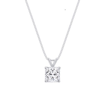 IGI F/VS 2,5 kt Princess Cut Lab Created Grown Diamond Collier 14 K Weißgold