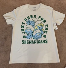 Men's SMURFS Shirt "Just Here For The Shenanigans" Size XL NEW
