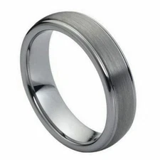 Free personalized Tungsten Carbide 6mm Domed Brushed Center High Polished Ring