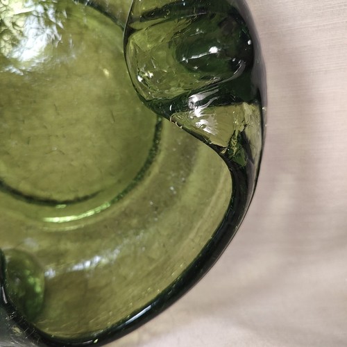 Vintage Viking Art Glass Green Crackle 7" Ashtray Cigars Cigarette Stunning EUC - Picture 6 of 15