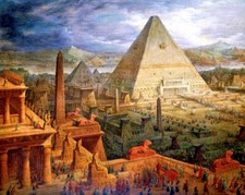 Temple Of Ancient Egypt Egyptian Pyramid Painting - 8" x 10" PRINT