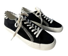 Madewell Women's Sz 8 Sidewalk Low Top Black Suede Sneakers Calf Hair Trim NWOB