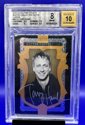 2016 UD ALL-TIME GREATS MASTER COLLECTION TONY HAWK AUTO /20 COPPER SP BGS 8