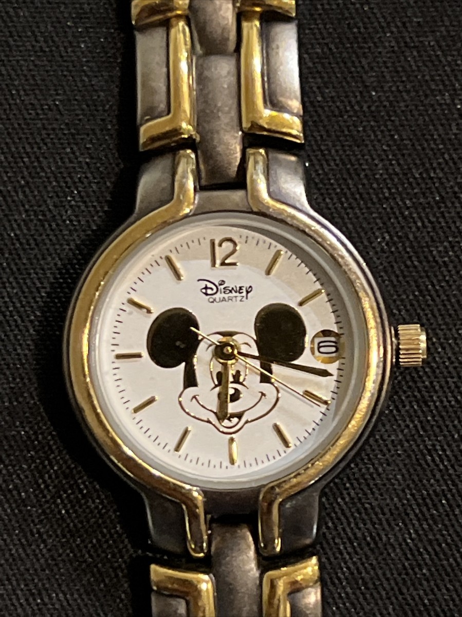 Disney Time works ladies Mickey Mouse two tone dress watch NEW BATTERY Disney Time Works Mickey Mouse Two Tone Watch Needs Battery  main image 2