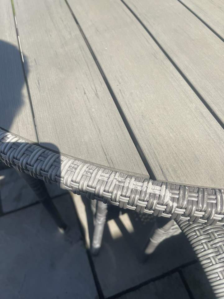 JYSK Jutlandia Grey Rattan Garden Outdoor Round Table & 4 Chair Set eBay