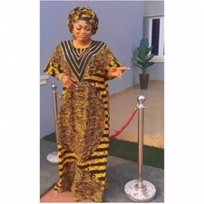 Print African Women Long Dress Loose Boubou Dashiki Kaftan Robe Ankara Plus Size