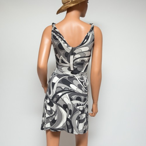 NWD Sky Grey Multi-color Midi Dress with Leather Yoke Small - Picture 5 of 10