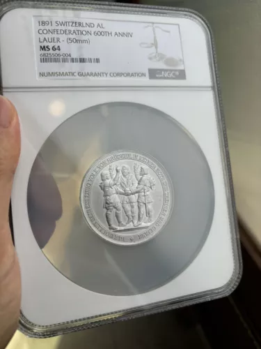 1891 Switzerland Confederation 600th Anniversary 50mm NGC MS- 64
