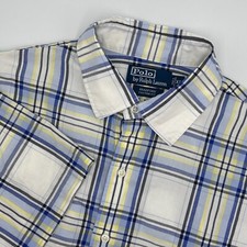 Polo by Ralph Lauren Men's XL Plaid Button Down Short Sleeve Collared Custom Fit