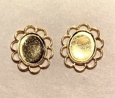 70x Gold Plate Filigree setting stamping-Jewelry Making Findings Vtg. 8mmx 10mm